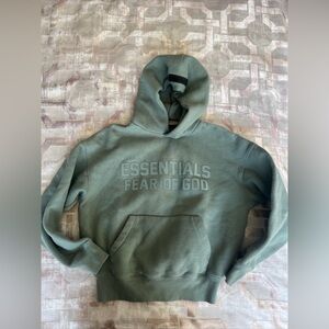 Kids fear of god essentials Green Hoodie size 6/7